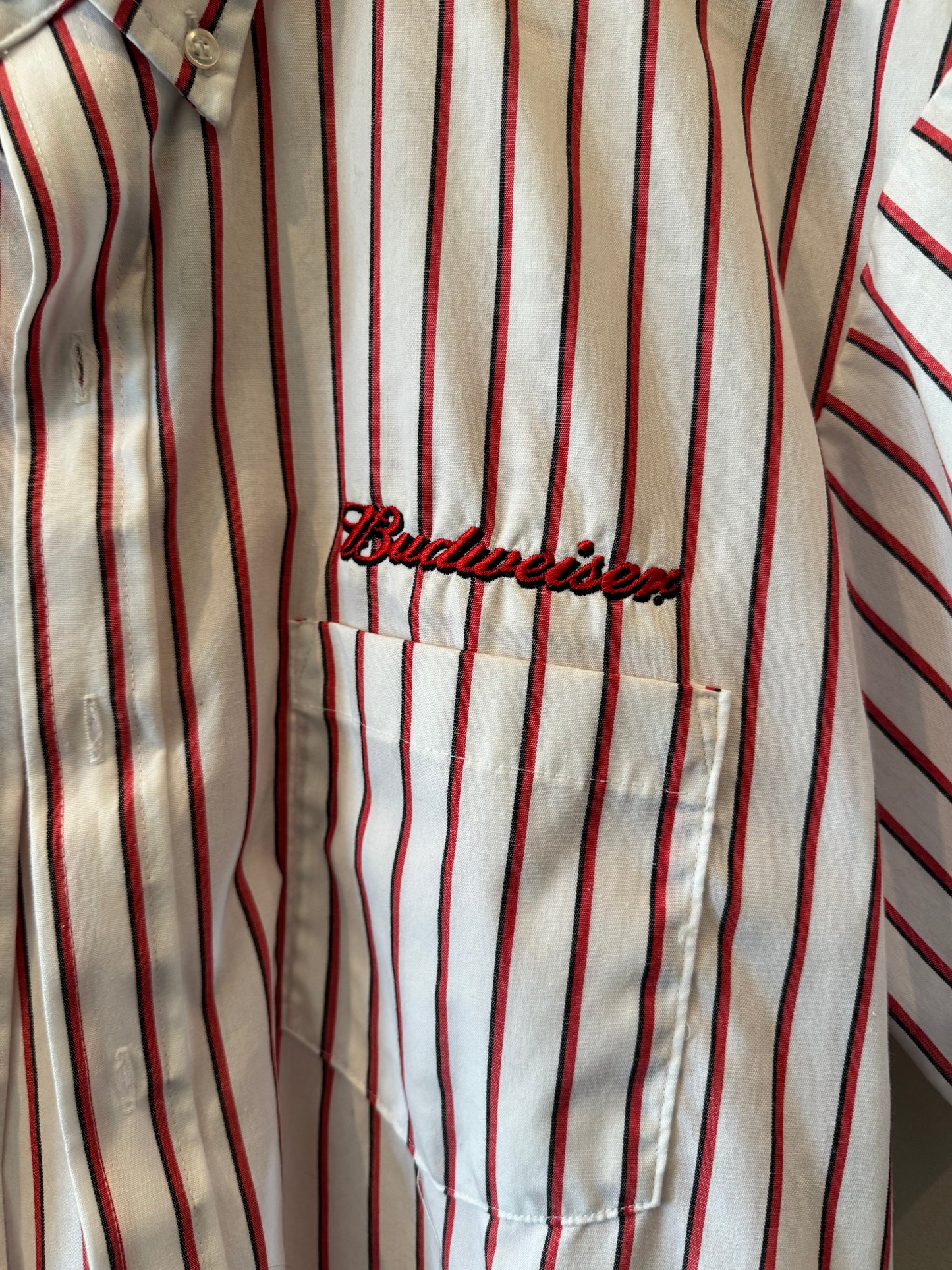 Budweiser Pin Stripe Button Down