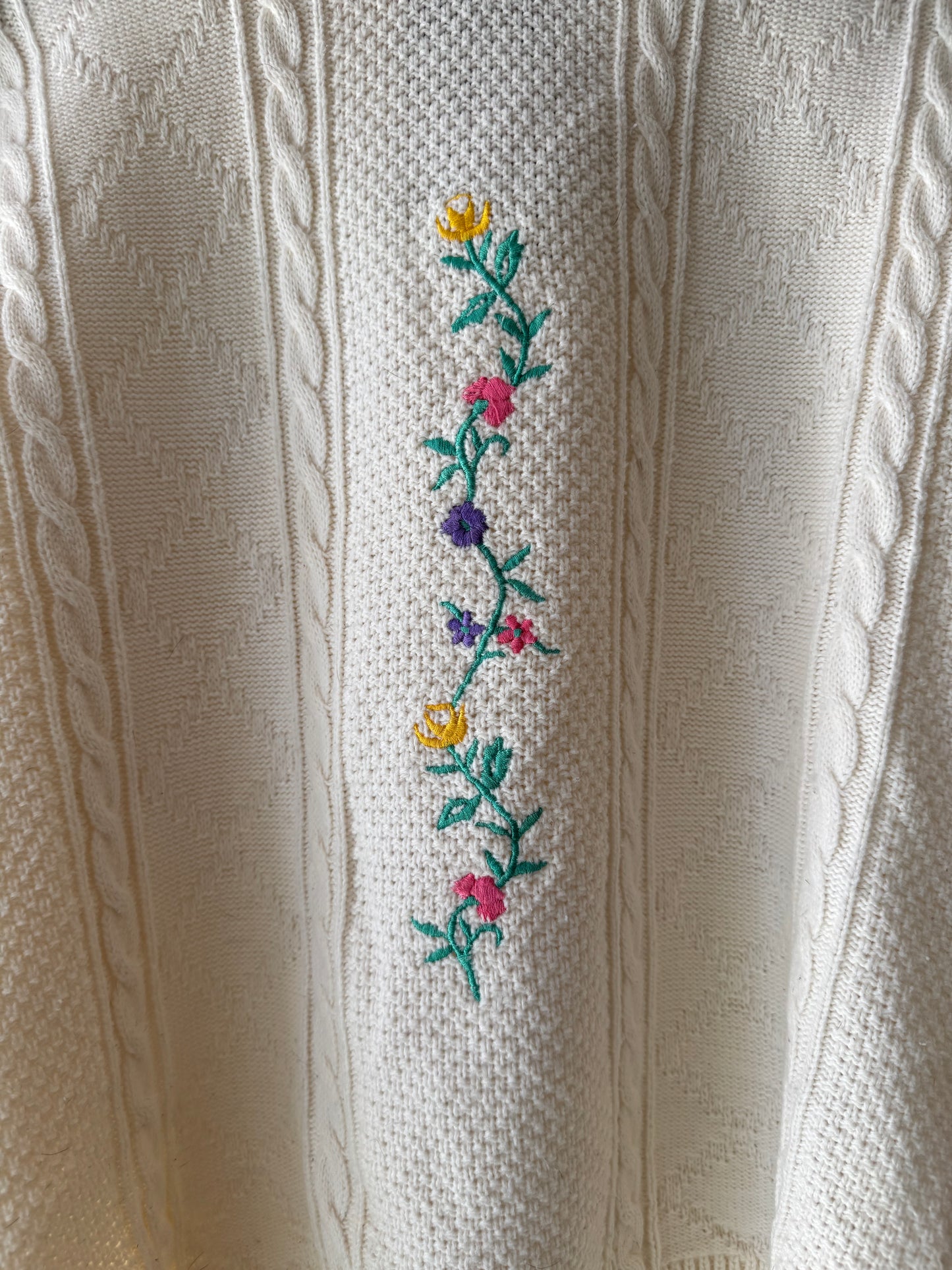 Vintage Embroidered Floral Knit Sweater